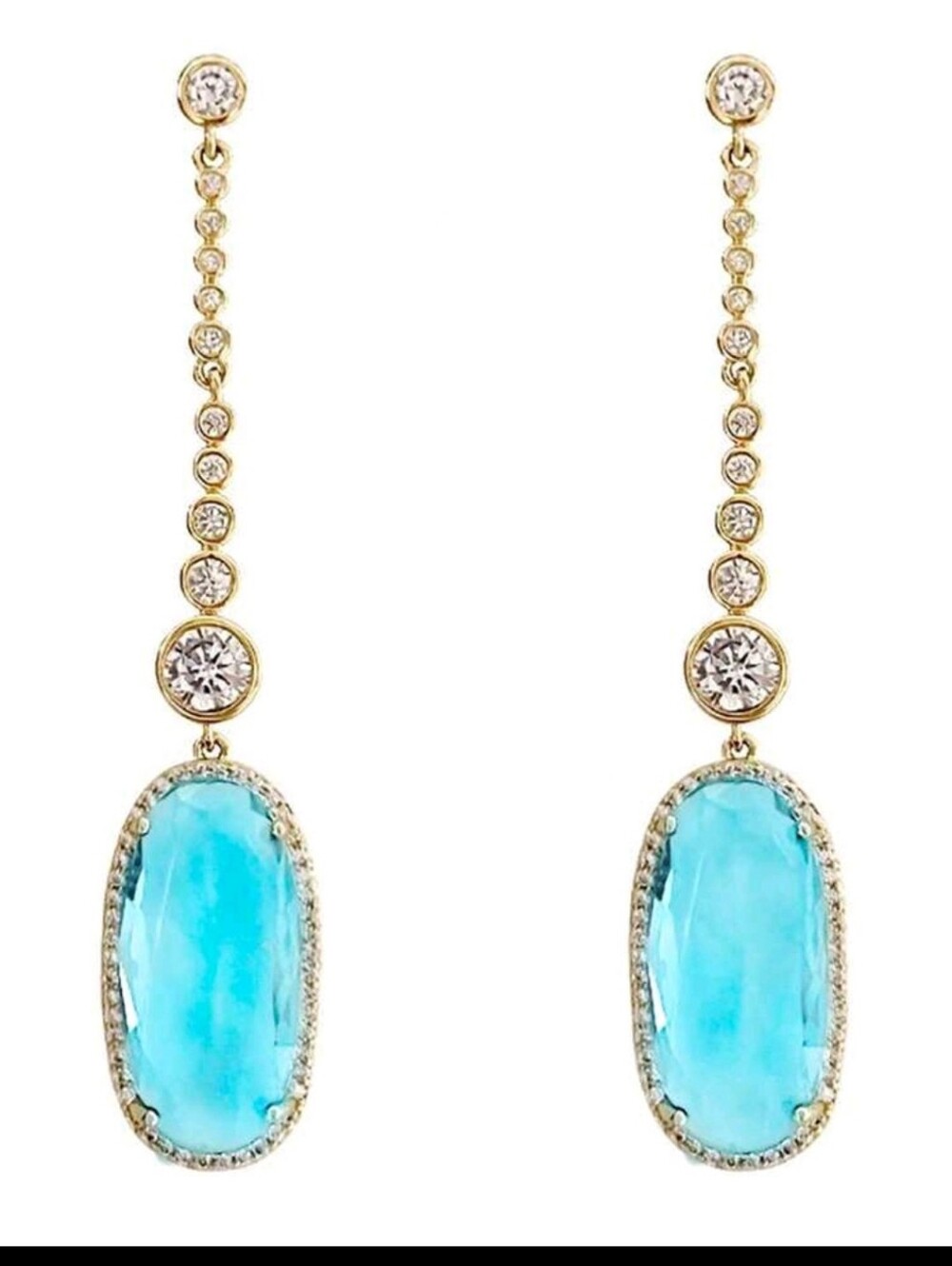 BRAND NEW ** Gold Drop Earrings with Turquoise Blue Gemstones